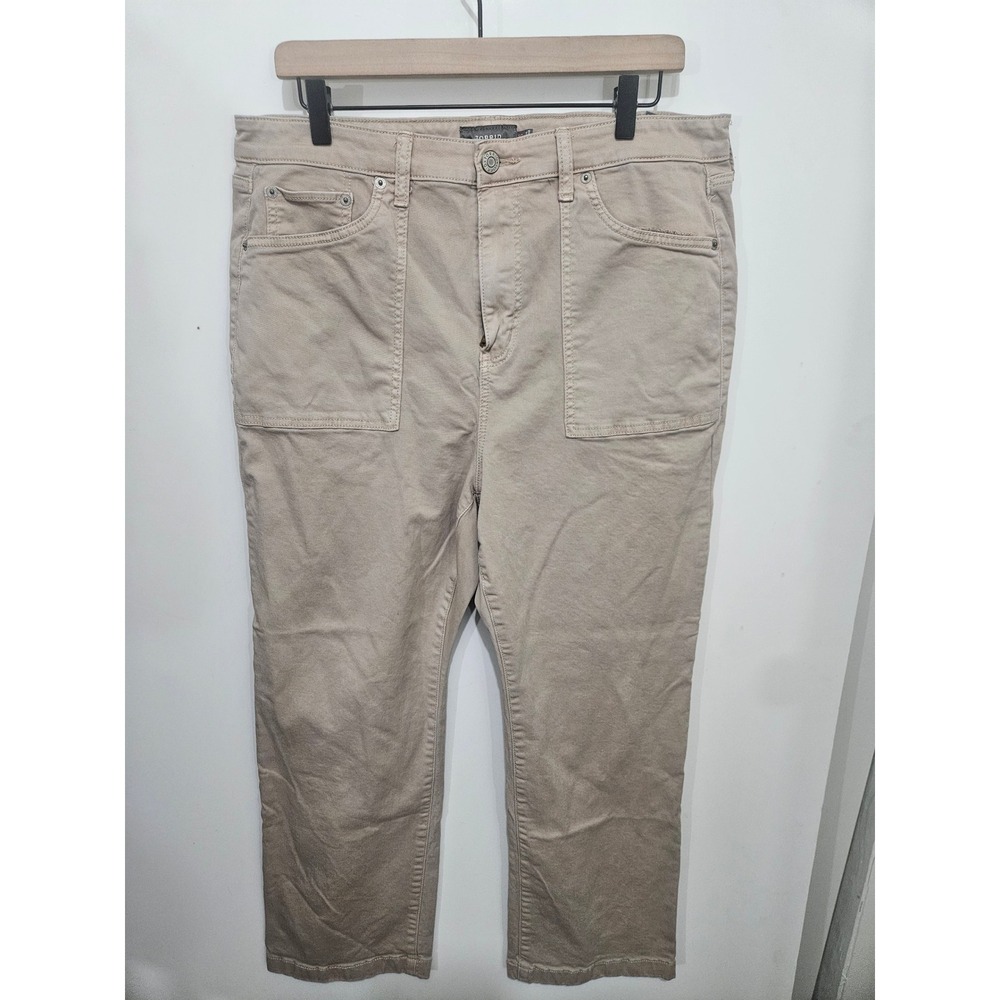 Torrid‎ Tan Khaki Utility Straight Leg Pants Womens 14S High Rise Stretch Twill